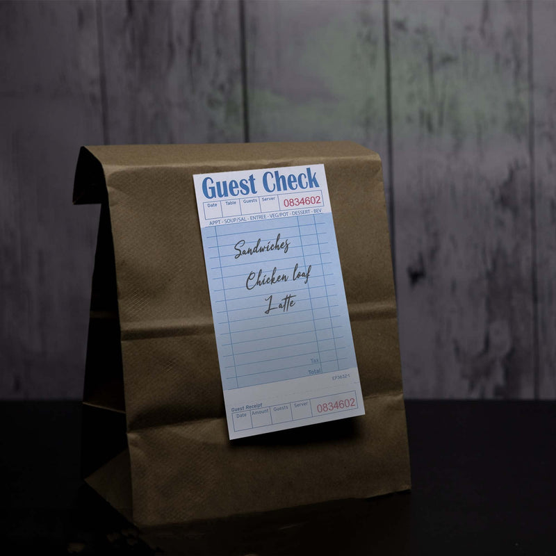 [Australia - AusPower] - ESSENTIAL Guest Check Books 3.5" x 6.75", 250 Sheets Server Note Pads and Waitress Order Books with Bottom Receipt (5 Books) 5 Books with Bottom Receipt 