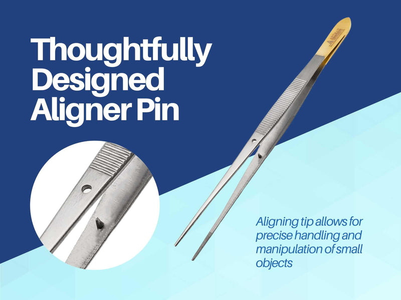 [Australia - AusPower] - Straight Tweezers for Lab Surgical High Precision Stainless Steel 6” Thumb Dressing Serrated Forceps with Gold Plated Handle Mutipurpose Tweezer by Artman Instruments 