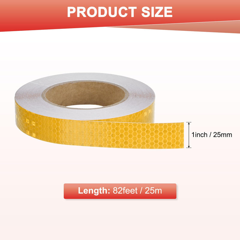 M METERXITY Reflective Tape, 1 Inch x 82 Feet Shining Star Dark Yellow Waterproof High Visibility Self-Adhesive Tape for Trailers/Trucks/Apparel, Outdoor Warning Signs