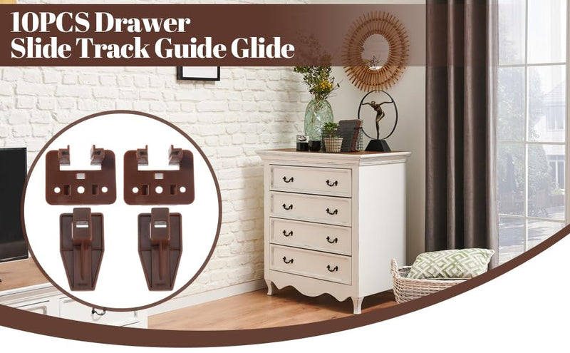 [Australia - AusPower] - 10PCS Drawer Slide Track Guide Glide for Center Mount Drawer for Dressers and for Nightstand for Kenlin for Rite-Trak 1 Drawer Systems (Please Check The Size Before Purchasing) 10Pcs 