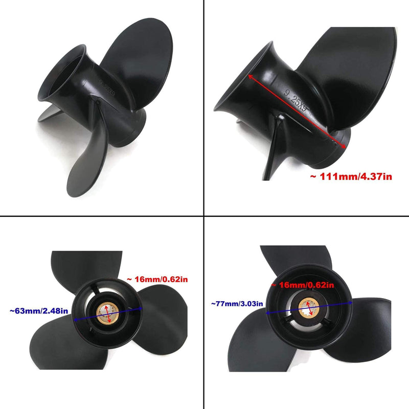 Mercury Propeller 9 1/4x9 for Outboard Engine 9.9-20HP 14 Tooth 48-897750A11 /Boat Outboard Propeller for Tohatsu Engine 9.9HP 15HP 18HP 9.25x9