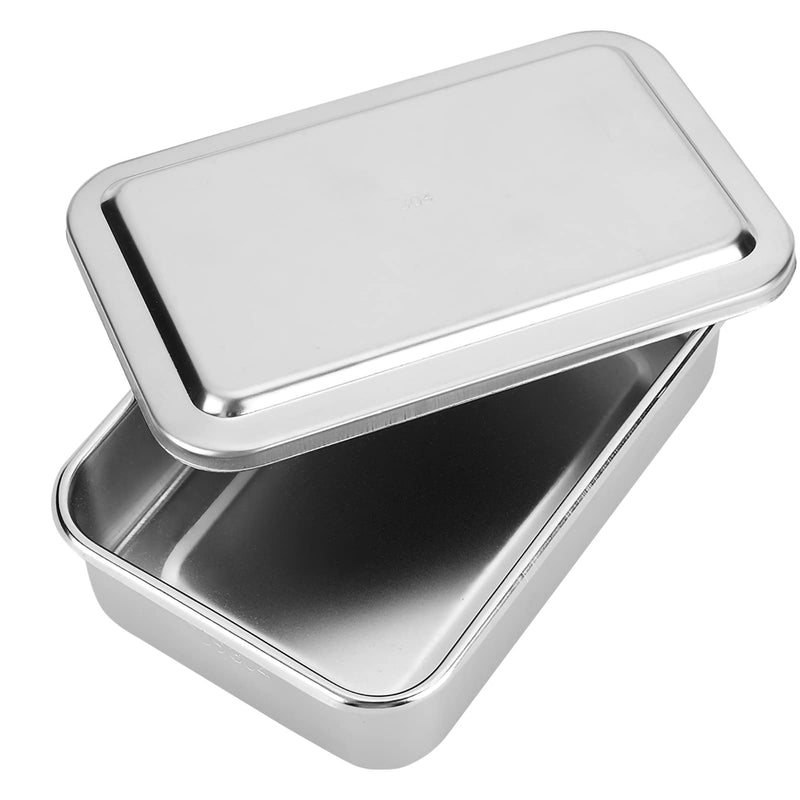 [Australia - AusPower] - Fdit 6inch Stainless Steel Rectangular Instrument Storage Container Cleaning Box with Lid for Clinic 