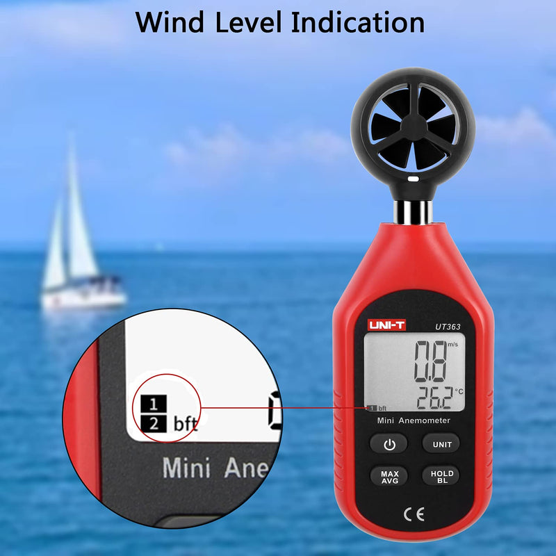 [Australia - AusPower] - UNI-T UT363 Mini Digital Anemometer High Precision Wind Measuring Instrument Hand - held Impeller Wind Speed Sensor Anemometer 