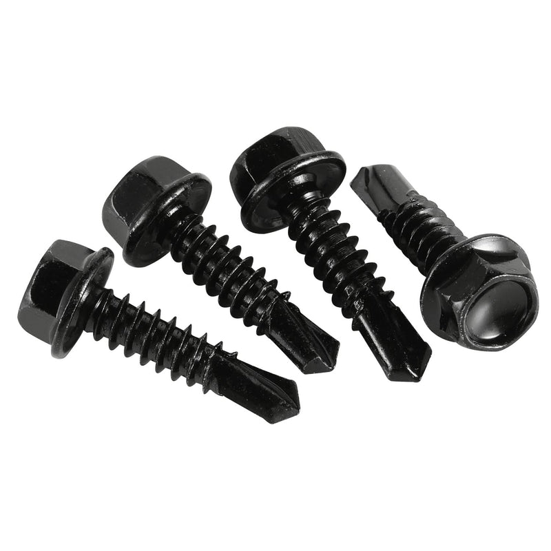 [Australia - AusPower] - #10 x 1" Hex Washer Head Self Drilling Screws, 410 Stainless Steel Self Tapping Sheet Metal Tek Screws, Black Oxide, 100 PCS #10 x 1" 