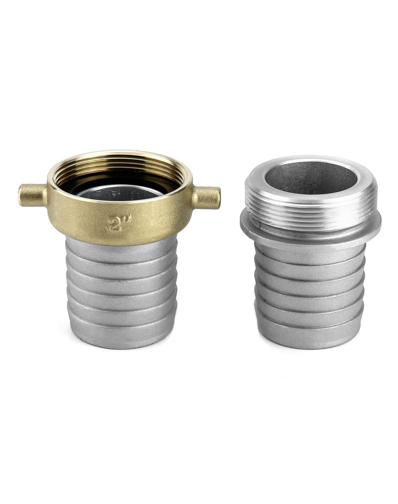 [Australia - AusPower] - QWORK Aluminum Pin Hose Shank Fitting Set, 2" 75 PSI Pin Lug Hose Shank Coupling Set 
