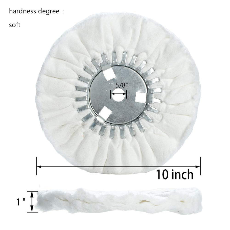 [Australia - AusPower] - 10" Soft Airway Buffing Wheel White Flannel / 5/8'' Arbor Hole/Finish Polish Step for Angle Grinder - 2 PCS 