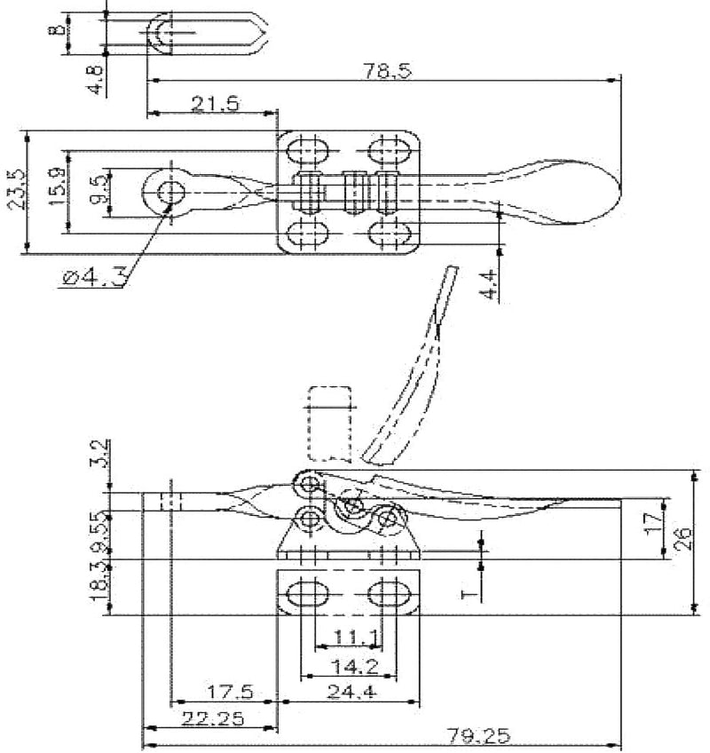IMAGINE 4 x Quick Release Horizontal 201A Non-Slip Clamping Lever Metal Clamp 27 kg for Workshop Wood DIY 201A 60Lbs,27Kg