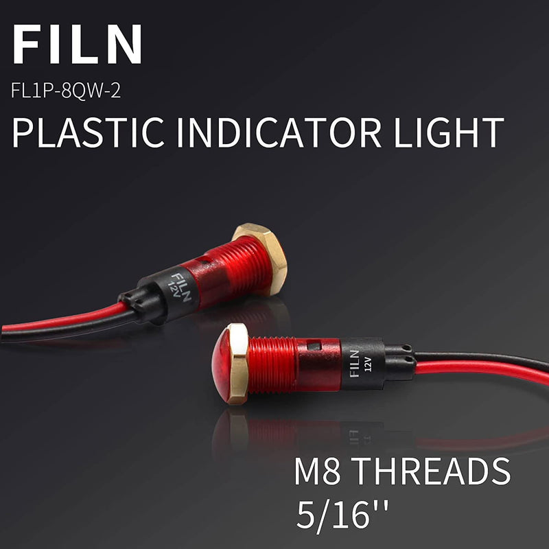 [Australia - AusPower] - 10 Pcs 8MM(5/16'') Indicator Light 110v LED Indicator Light Metal Panel Lights Pilot 110V 220V Red Green Signal lamp with Signal Light (10PCS Red) 