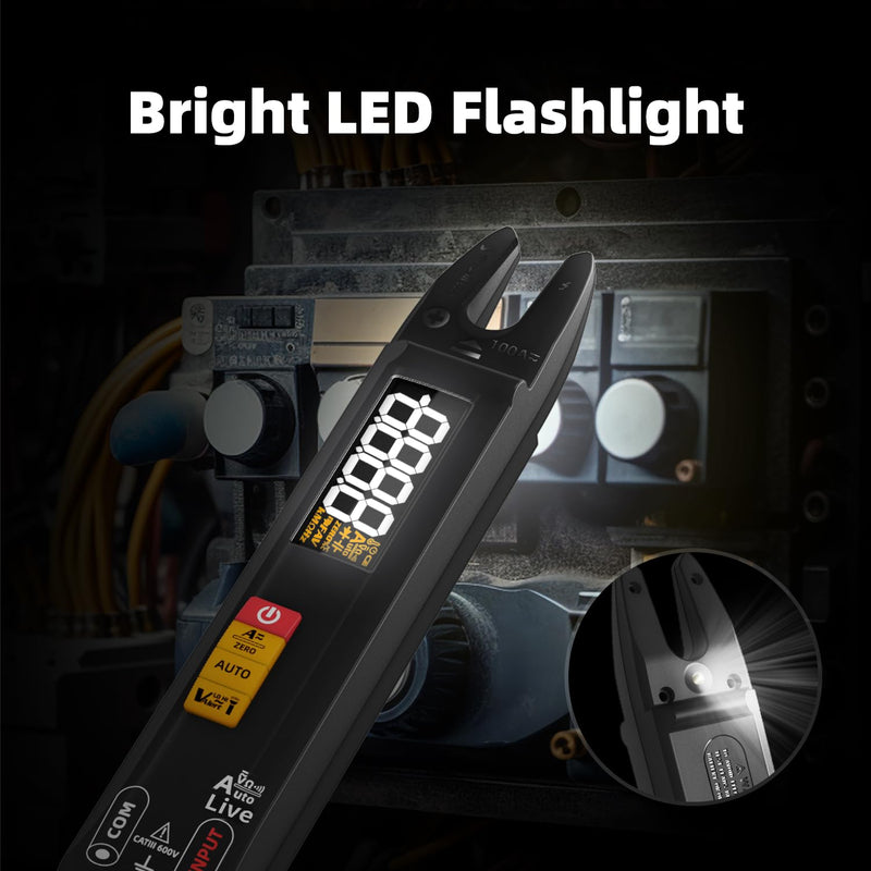 [Australia - AusPower] - BSIDE Smart Digital Multimeter Tester Open Jaw DC AC Amp Clamp Meter, Rechargeable with Flashlight, Measures Current Resistance Continuity V-Alert Live Check Voltage U0 
