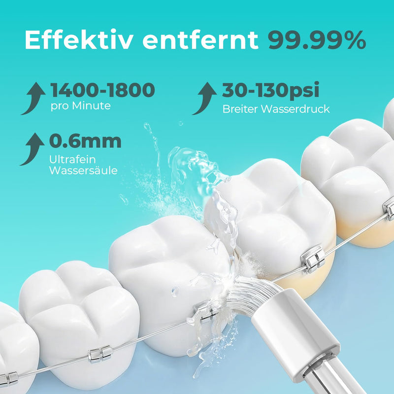 Bezvoi Wireless Oral Irrigator Portable Oral Irrigator with 5 Pressure Levels IPX7 | 270 ml removable water tank, 4 interchangeable nozzles, gentle cleaning for gums and interdental spaces Purple