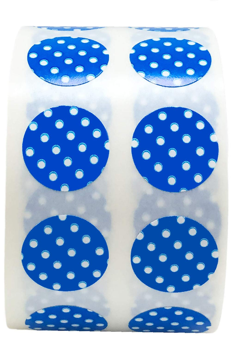 1/2" Inch Small Blue Labels with White Polka Dots, 1,000 Total Adhesive Stickers on a Roll for Efficient Inventory Management, Crafting Projects, and Organization in Offices, Schools, and Home