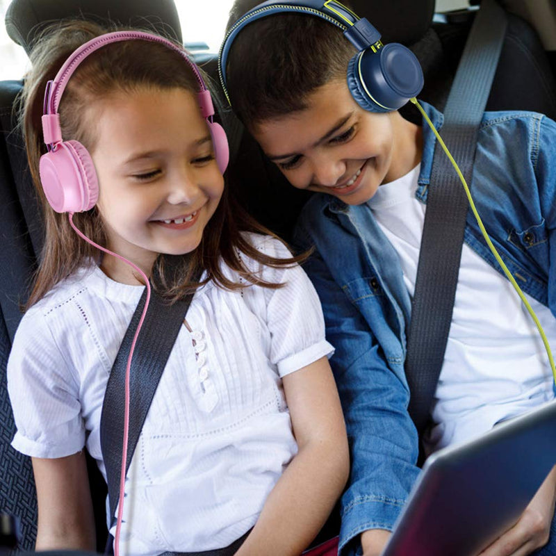 [Australia - AusPower] - POWMEE M2 Kids Headphones Wired Headphone for Kids,Foldable Adjustable Stereo Tangle-Free,3.5MM Jack Wire Cord On-Ear Headphone for Children/Teens/Girls/School/Kindle/Airplane/Plane/ (Blue) Blue 
