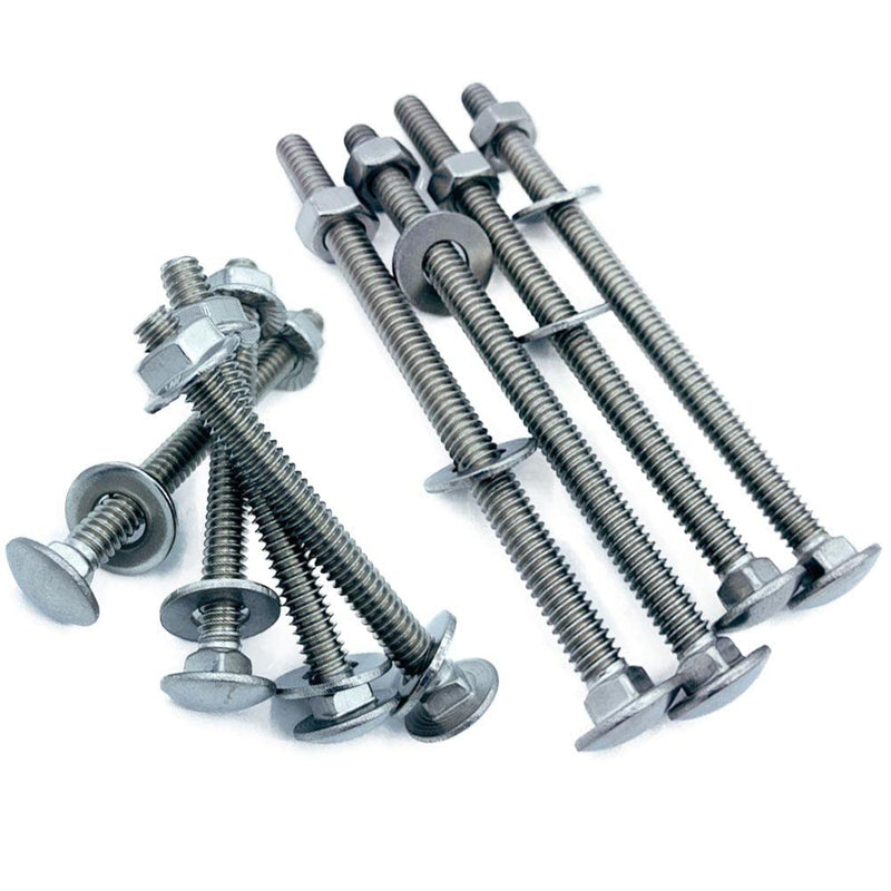 [Australia - AusPower] - (8pcs) Stainless Universal Headboard or Footboard Hardware Nuts and Bolts 4 hes and 2-12 h Long, Carriage Bolts Handles Replacement Kit Silver 14 h-20x4 h and 14 h-20x2-12 h 8(4 long and 4 short) 