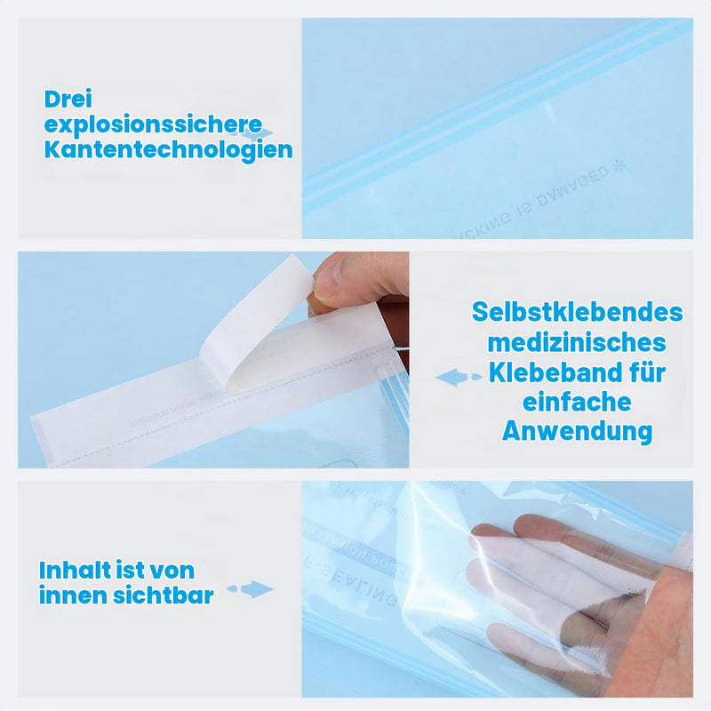 YUZNA 100 x Disposable Sterilisation Bags with SK Closure, Self-Adhesive, Sterilising Bags for Autoclaves (9 x 26 cm)
