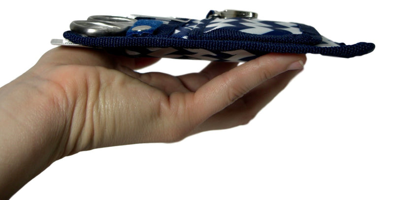 6 Piece Protective Lab Coat Pocket Organizer Kit has Fashionable Blue Chevron Pattern. 6 Pockets Packed With Needed Accessories Blue White