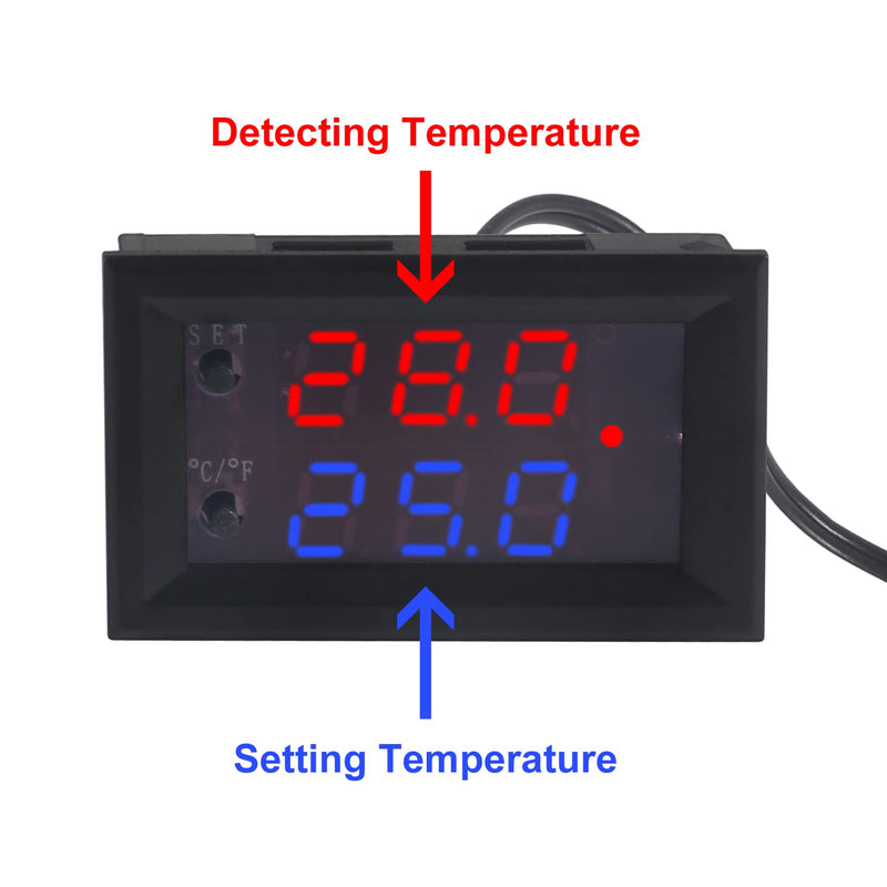 [Australia - AusPower] - 3PCS DC 12V Electronic Temperature Controller Programmable -50 to 110 Degree Celsius Heating/ Cooling Thermostat Control Switch Module NTC Waterproof Sensor Probe Dual Color LED Display Monitor 