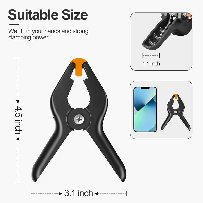 [Australia - AusPower] - EMART 6 Pack Heavy Duty Muslin Spring Clamps, 4.5 inch Photo Booth Backdrop Clips for Photography Studio Black and Yellow 