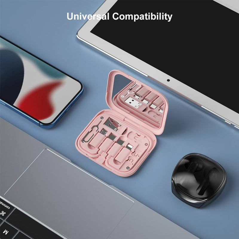 [Australia - AusPower] - USB-C to USB Adapter, USB C to Lighting Cable Box Contains Makeup Mirror/USB C Cable/Micro USB to USB C/USB A to USB C, Cell Phone OTG Adapters for iPhone 14/15, Google Pixel, Samsung Galaxy… Pink 