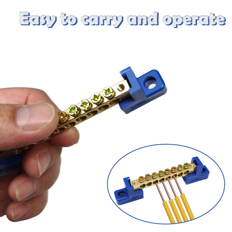 [Australia - AusPower] - 4PCS Ground Bus Bar 8 Positions Grounding Bus Bar Terminal Block Electrical Brass Wire Screw Terminal Bus Bars OLA002-8K 8 Positions 4PCS 
