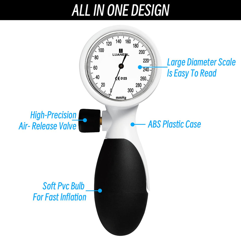 [Australia - AusPower] - Manual Blood Pressure Cuff Adult 9”-21” Inches (22-53CM) (Large/XL)- Aneroid Sphygmomanometer -Extra Large with Integrated Bulb, Dial and Air Valve, Comfort Cuff | for Clinical or Home Use Large/XL 