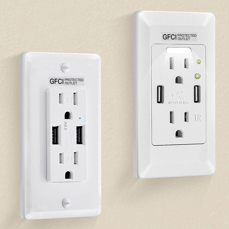 400PCS GFCI Stickers for Outlets Plate,GFCI Protected Outlet Labels Stickers for Receptacles,GFCI No Equipment Ground Clear Sticker Decals,Ungrounded Outlet Sticker(0.27"x1")
