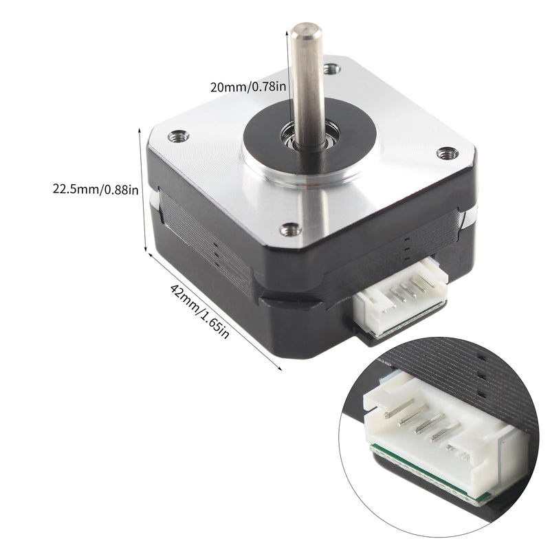 FYSETC 3D Printer Motor - Anycubi Kobrra Extruder Motor Replacement - E Axis Nema 17 Stepper Motor: Small Bipolar 42 Motor 1.8deg 2 Phrase Shaft 22mm 1.0 A Hot End Part No Lead Wire - Pack of 1