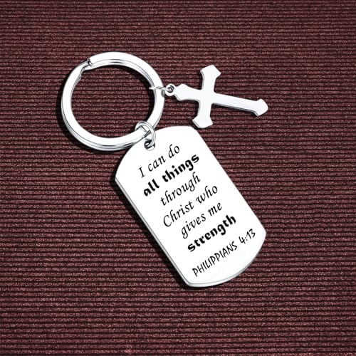 Christian Bible Verse Keychain - Inspirational Keyring Gift for Women - Religious Easter Gift