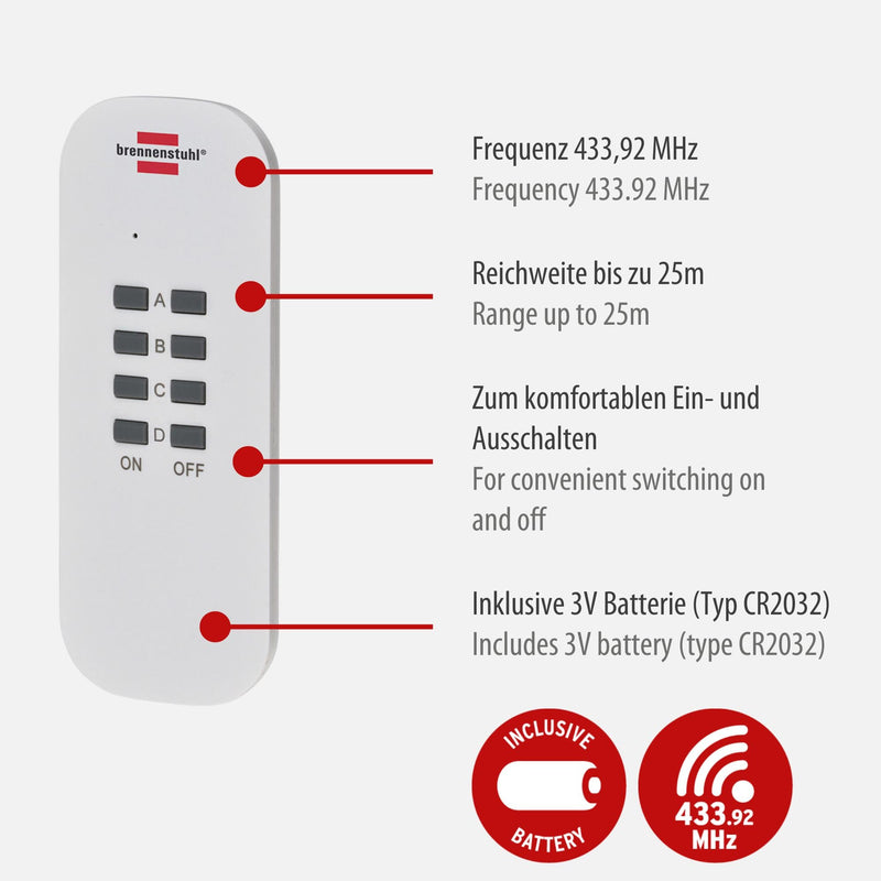 [Australia - AusPower] - Brennenstuhl Remote control set RC CE1 4001, radio socket set Single 
