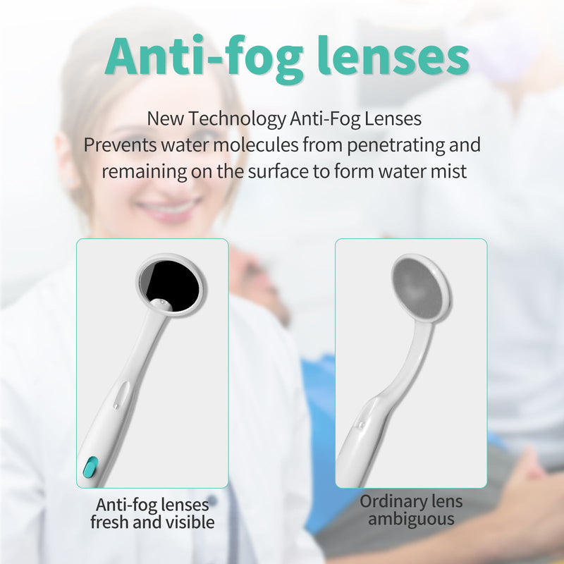 [Australia - AusPower] - 2 Pcs Dental Mirror with Light,Anti-Fog Mouth Mirror,LED Lighted Teeth Inspection Mirror,Dentist Oral Care Tool 