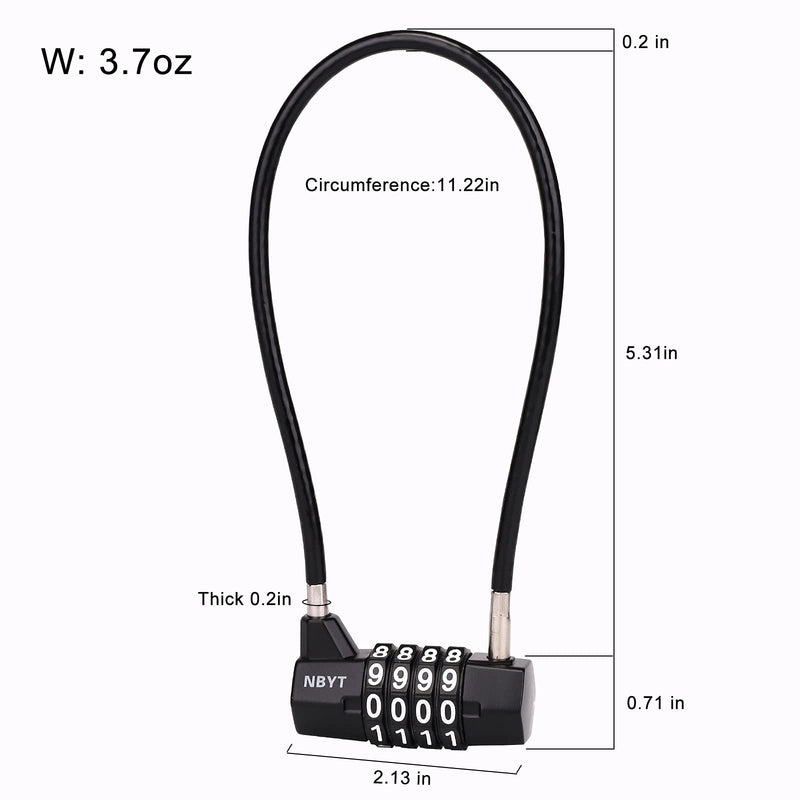 [Australia - AusPower] - Cable Locks with Combination Gate Locks for Metal Fence for Shed Locks for Gates Outdoor Fence Metal Gate Lock Long Combination Lock Cabinet Lock Refrigerator Lock Dumpster Lock Cabinet Padlock. 11"Cable (3/16" Diameter) 
