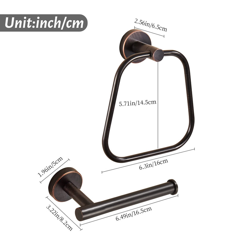 Bronze Toilet Paper Holder Hand Towel Holder, Bath Towel Ring Toilet Paper Roll Holder Oil Rubbed Set, Rustic Toilet Tissue Holder Towel Hanger Bathroom Hardware Farmhouse Wall Mounted 2 Pieces Trapezoid