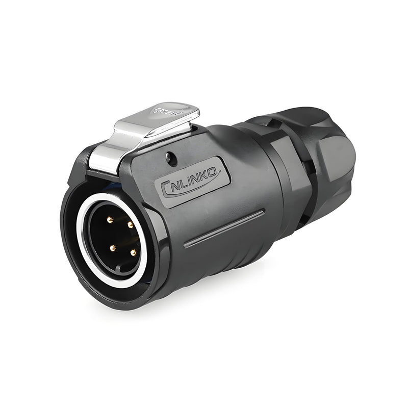 [Australia - AusPower] - CNLINKO LP-16 4 Pin Circular Aviation Connector Kit Male Plug and Female Socket M16 IP68 Waterproof, PBT Plastic Shell Quick Plug (4 Pin Single Set) 4-Pin Single-Hole Socket Set 