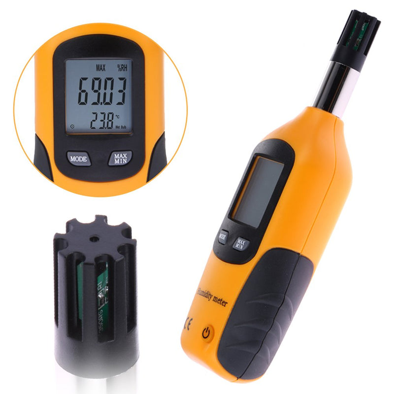 [Australia - AusPower] - Mengshen Digital Psychrometer - Handheld Temperature and Humidity Meter Gauge with Dew Point and Wet Bulb Temperature - Battery Included 