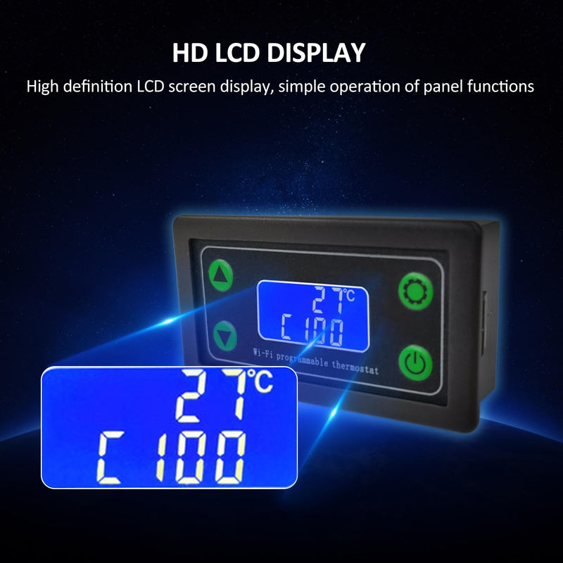 [Australia - AusPower] - ZFX-WT01 WiFi Remote High Temperature Digital Thermostat K-type Thermocouple High Temperature Controller -99~999℃ 