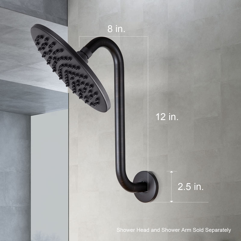 OFFO Shower Head Extension Arm 12 in, Oil Rubbed Bronze S Shaped Shower Arm with Flange High Rise Goose Neck Shower Extension