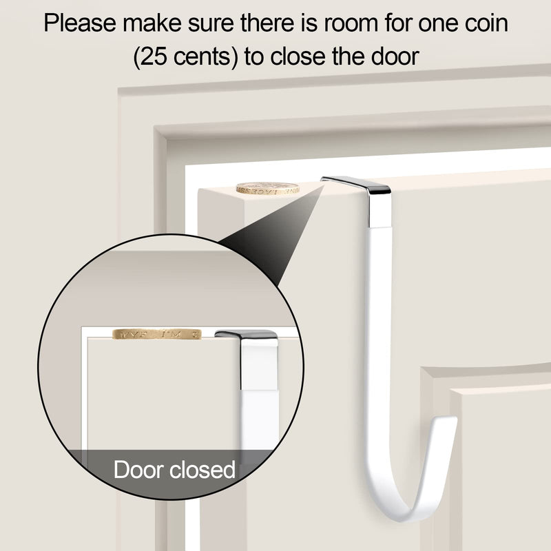 [Australia - AusPower] - 6 Pack Over The Door Hooks, Sturdy Metal Single Over Door Hooks, White Door Hanger Hook Door Hooks for Hanging, Towels, Clothes, Bathroom, Hold Up to 7Lbs 