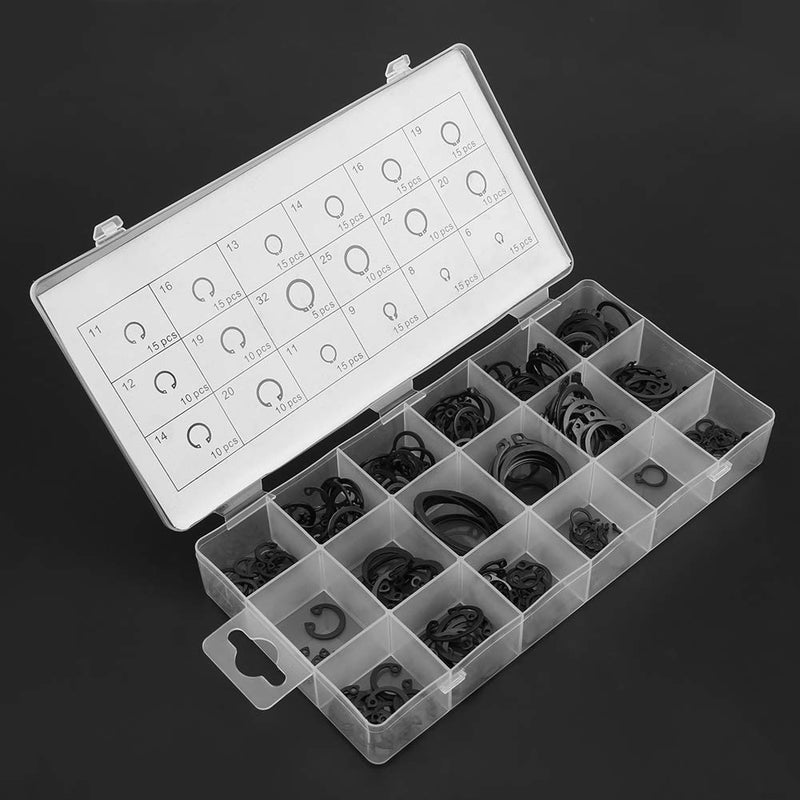 [Australia - AusPower] - Circlip Assortment, 225pcs Circlip Set 18 Sizes Internal & External Snap Retaining Ring Circliip with Packing Box 