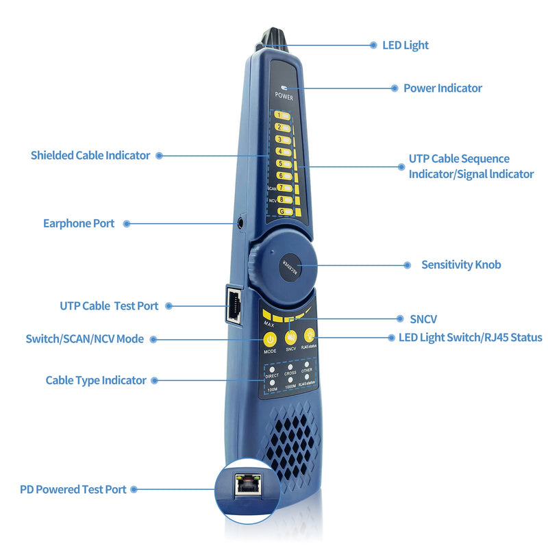 [Australia - AusPower] - Rsrteng Cable Tracer WT255, Wire Tracker Network Telephone Line RVV BNC, Support J45 Network Cable Test, Short Circuit Test,Host/Test Box Fault Location, Working with Camera Tester 
