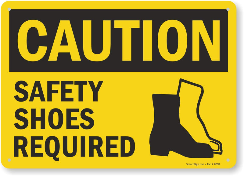 SmartSign "Caution - Safety Shoes Required" Sign | 10" x 14" Aluminum 10" x 14"