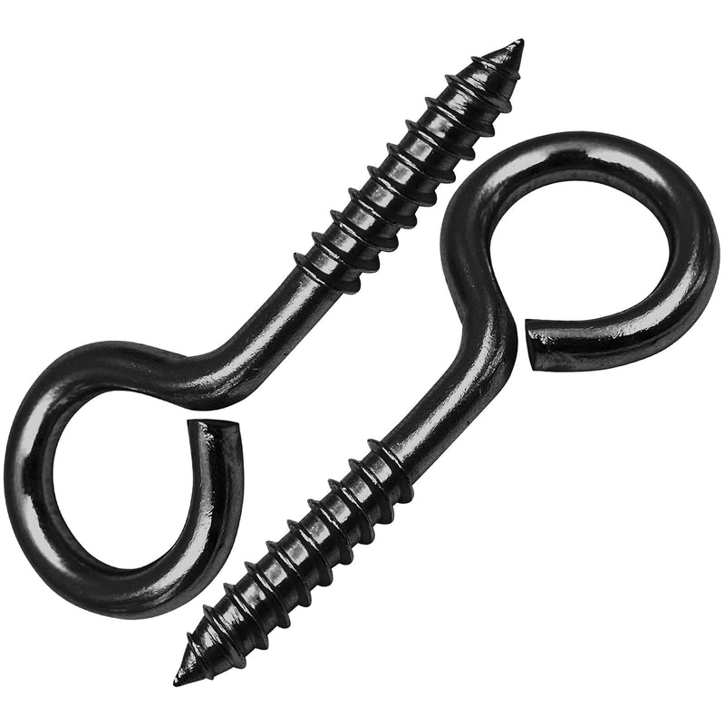 [Australia - AusPower] - 5 Inch Eye Hooks Screw in Heavy Duty, 500LBS Capacity, Large Stainless Steel Eye Hooks for Hanging, Rust-Proof Black Eye Bolts for Indoor & Outdoor Heavy-Duty Applications A-Black-2pcs 