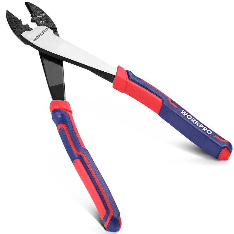 [Australia - AusPower] - WORKPRO 9.5" Wire Cutter/Crimper, Wire Crimping/Cutting Tool for 10-22 AWG Terminals and Connectors, Designed for Insulated and Non-Insulated Connections 