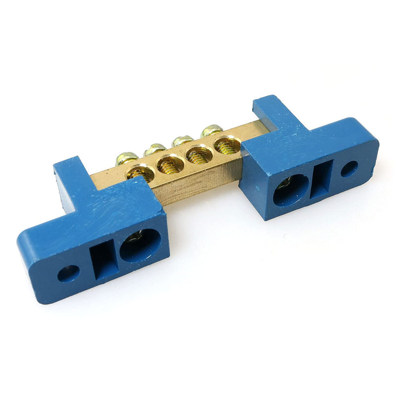 [Australia - AusPower] - 2pcs Terminal Bus Bar 4 Positions Terminal Block Brass Wire Screw Terminal Grounding Strip Bus Bar Block 