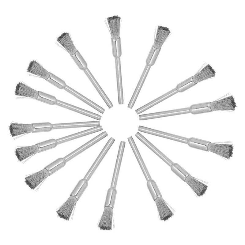[Australia - AusPower] - 15 pieces steel diameter wire brush 3 mm shaft mini polishing tool for metal, wood, stone surface cleaning (3 x 5 mm) (3*5mm 