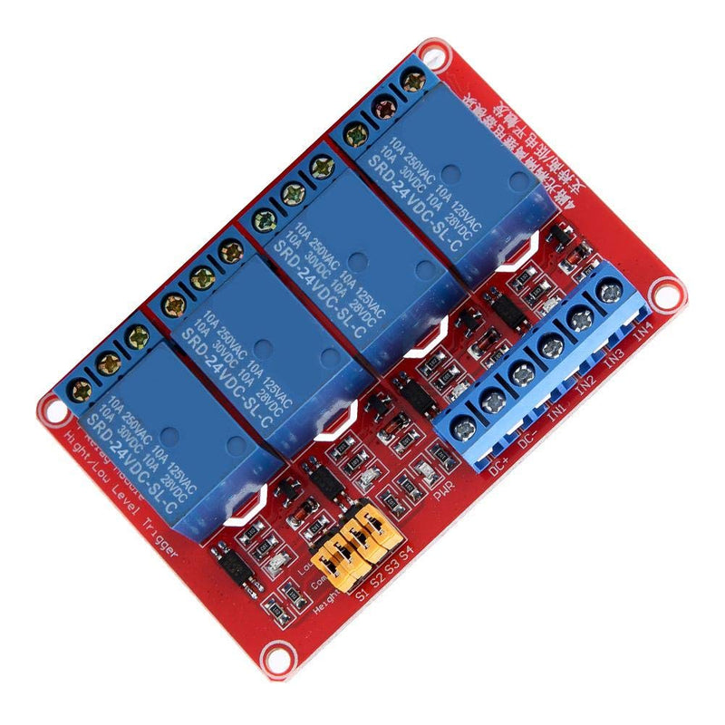 4-Channel Relay Module, Optocoupler Insulated, Industrial Robust, Compact IoT Enabled for Smart Home Automation, Industrial Control, Hobby Projects 24V