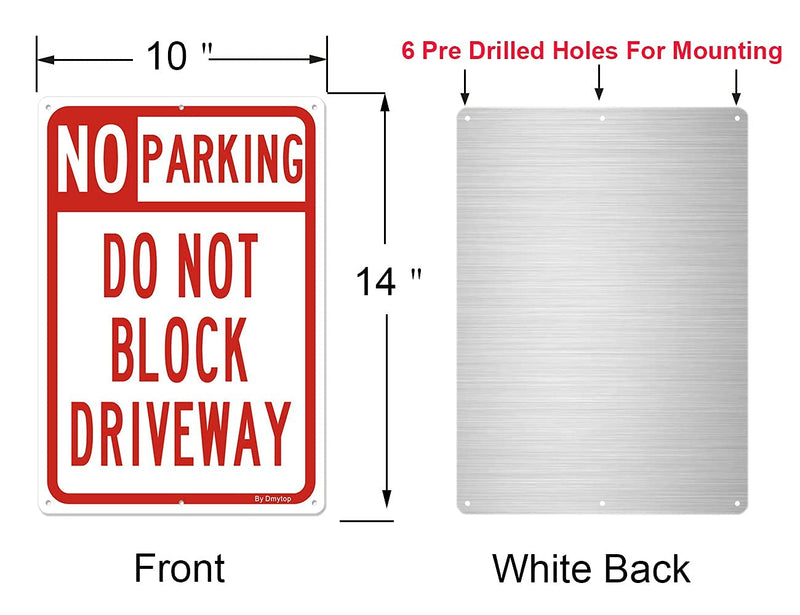 [Australia - AusPower] - No Parking Sign Do Not Block Driveway Sign, (2 Pack) 10 x 14 Inches Rust Free Aluminum Metal Sign, UV Protected Weather Resistant Durable In Easy to Mount 14 X 10 " 
