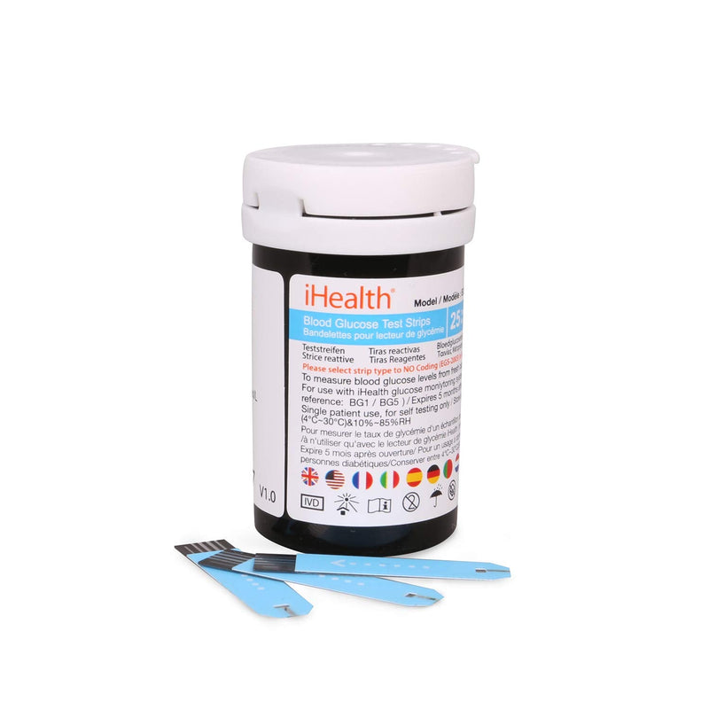 [Australia - AusPower] - iHealth Blood Glucose Test Strips (50 Count), No Coding Blood Sugar Test, Eligible for FSA Reimbursement, Precision Sugar Measurement for Diabetics, Strips Work Only in iHealth Glucose Meters Multicolor 