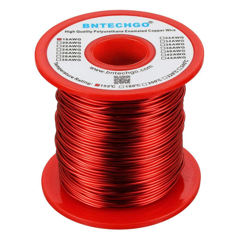 [Australia - AusPower] - BNTECHGO 18 AWG Magnet Wire - Enameled Copper Wire - Enameled Magnet Winding Wire - 1.0 lb - 0.0393" Diameter 1 Spool Coil Red Temperature Rating 155℃ Widely Used for Transformers Inductors 18 gauge enameled magnet wire 1 lb red 1 lb 