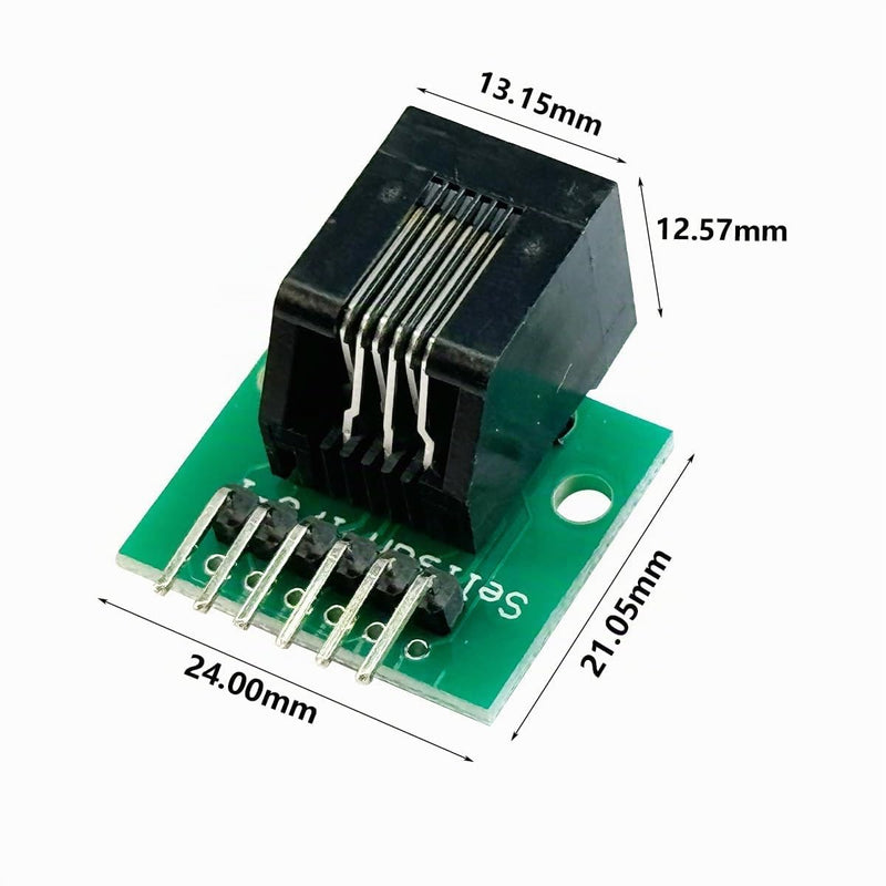 PENGLIN 2pcs RJ11 Female with PCB | RJ11 6P6C breakout board with pin, RJ11 6-pin telephone socket adapter