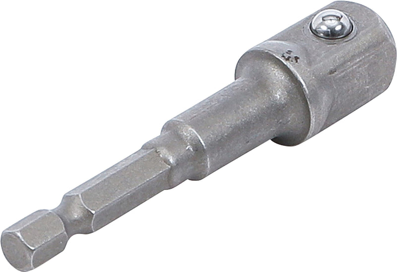 BGS 9685-3 | Adapter for Drills | Hexagon Socket 6.3 mm (1/4 Inch) | Drive external hexagon 6.3 mm (1/4 inch) / output external square 12.5 mm (1/2 inch), length 72 mm, chrome vanadium steel 1 piece. Output: external square 12.5 mm (1/2 inch)