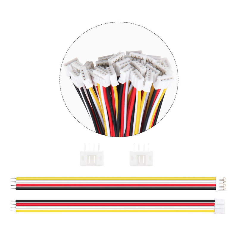 30 Sets JST 2.0 PH 4 Pin Connectors, Mini Micro JST 2.0 mm 4-Pin Connector with 150 mm 22AWG Cable & Female 4 Pin + Plug
